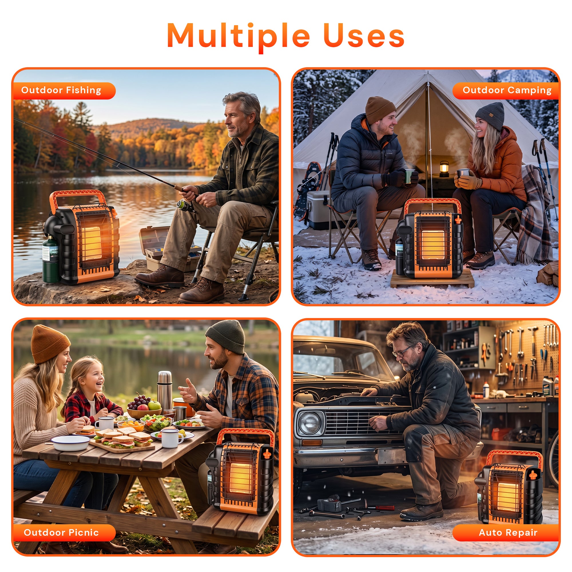 BEYOND HEAT 9000 BTU Portable Radiant Propane Heater with Two Heat Settings, Buddy Heater with Tip Over & Low Oxygen Shut Off for Outdoor Use