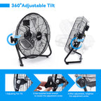 14" Flexible Industrial Floor Fans with Heavy-Duty Design