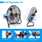 14" Flexible Industrial Floor Fans with Heavy-Duty Design