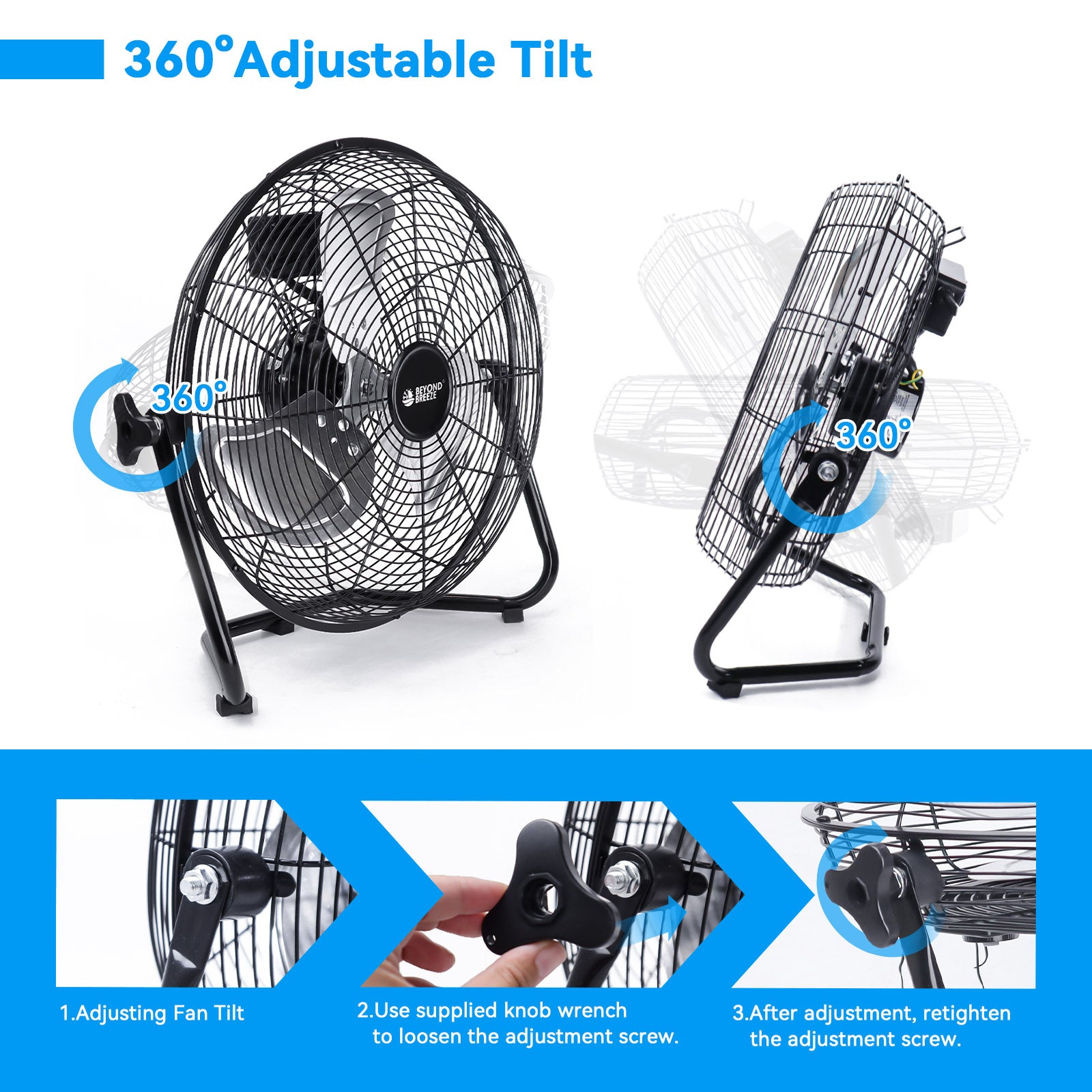 14" Flexible Industrial Floor Fans with Heavy-Duty Design