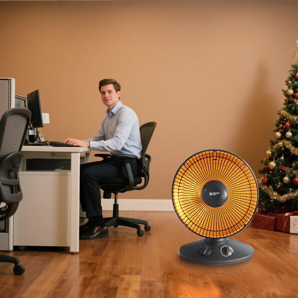 1,000-Watt Indoor Parabolic Dish Space Heater with 70-degree Wide Oscillation, Tip Over & Overheat Protection