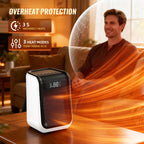 1500W Ceramic Space Heater with Remote for Blind or Disabled persons, Portable Electric Heater with Patented Tip-Over Alarm and Overheat Protection, Safe for Indoor Use Office Bedroom
