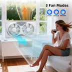 BEYOND BREEZE 9 Inch Dual Window Fan with 3-Speed Reversible Airflow Blades, 3-Function Expandable Twin Window Fan with Remote Control