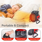 BEYOND HEAT Portable Space Heater, 1500W Electric Heater with Ceramic Heater Element and Overheat Protection, Small Space Heater for Office Garage Indoor Use, Red