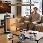 Voice Pilot™ 23" Oscillating Grey Tower Heater with Offline Voice Control