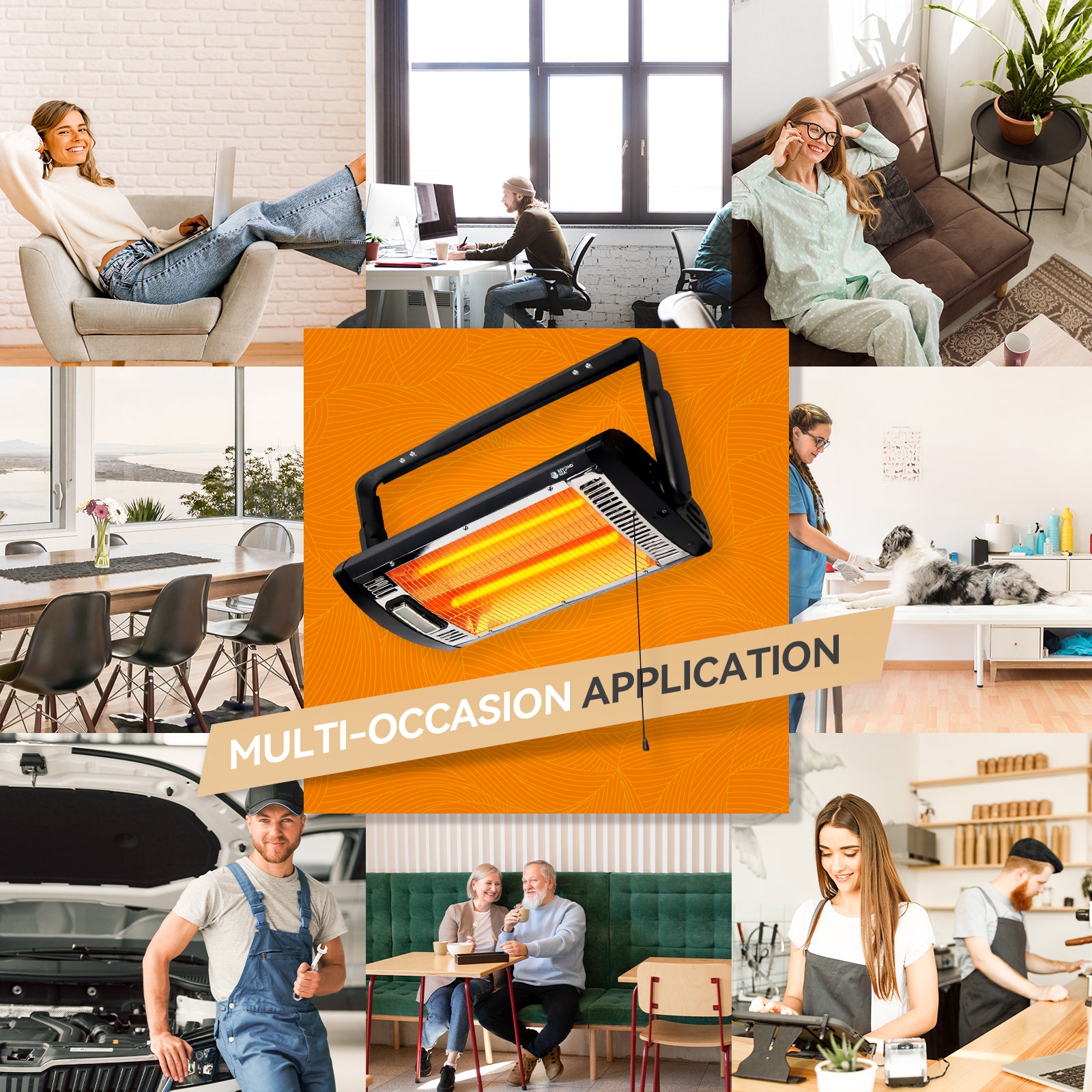 Adjustable Wall Mounted Quartz Heater for Garage
