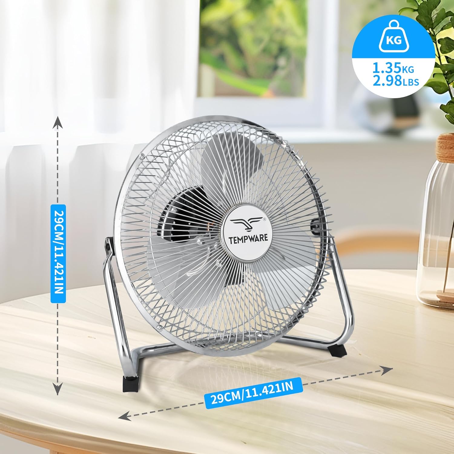 Lightweight 9" All Metal Table Fan with Adjustable Tilt