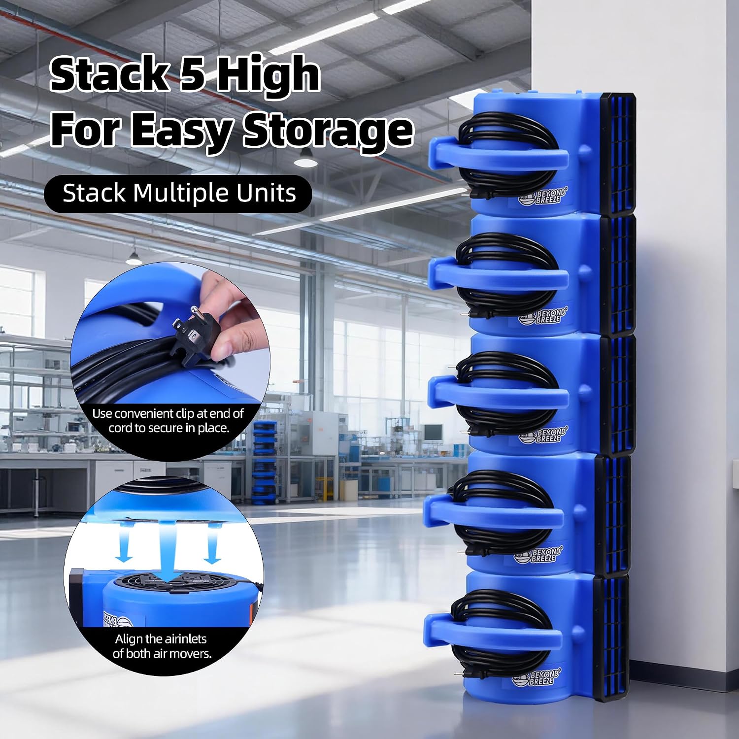 Stackable Industrial Floor Blower with Adjustable Angles