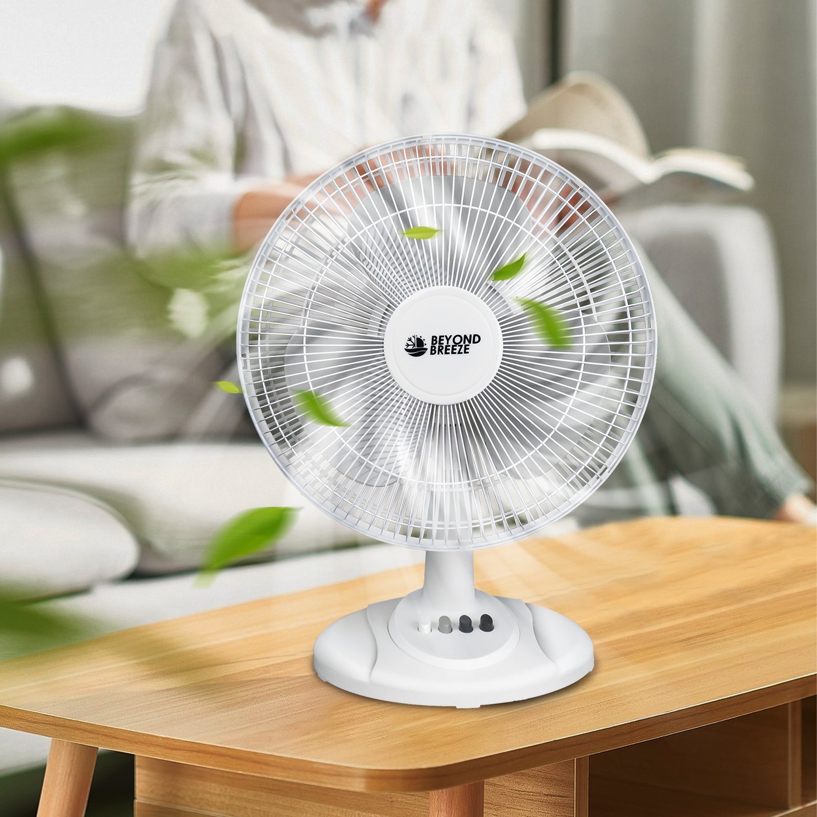 Concise Oscillating Table Fan with Flexible Tilt & Safety Grill