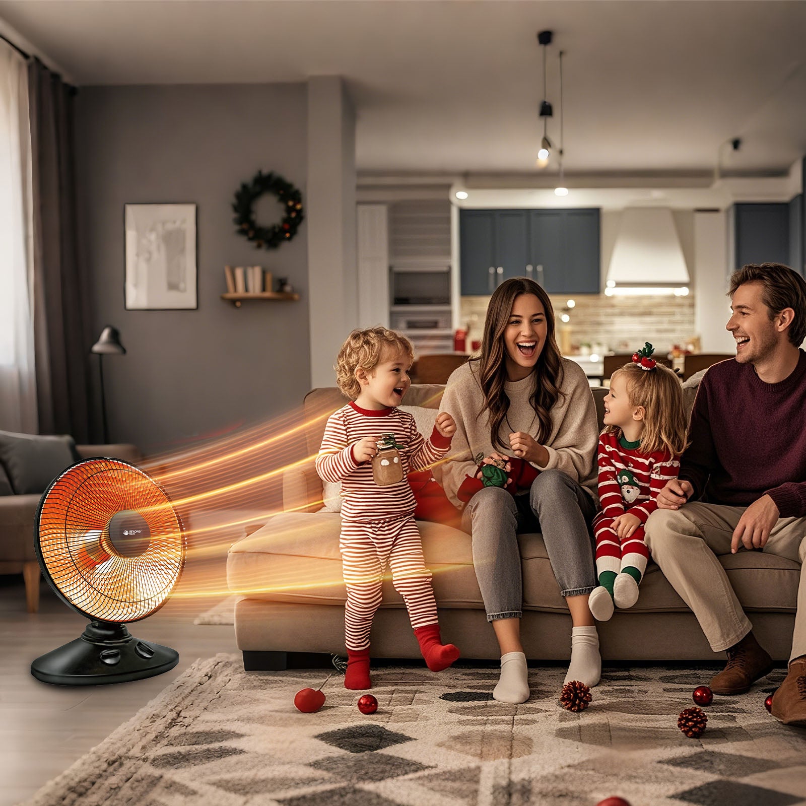 Oscillating Radiant Dish Heater with Protection System