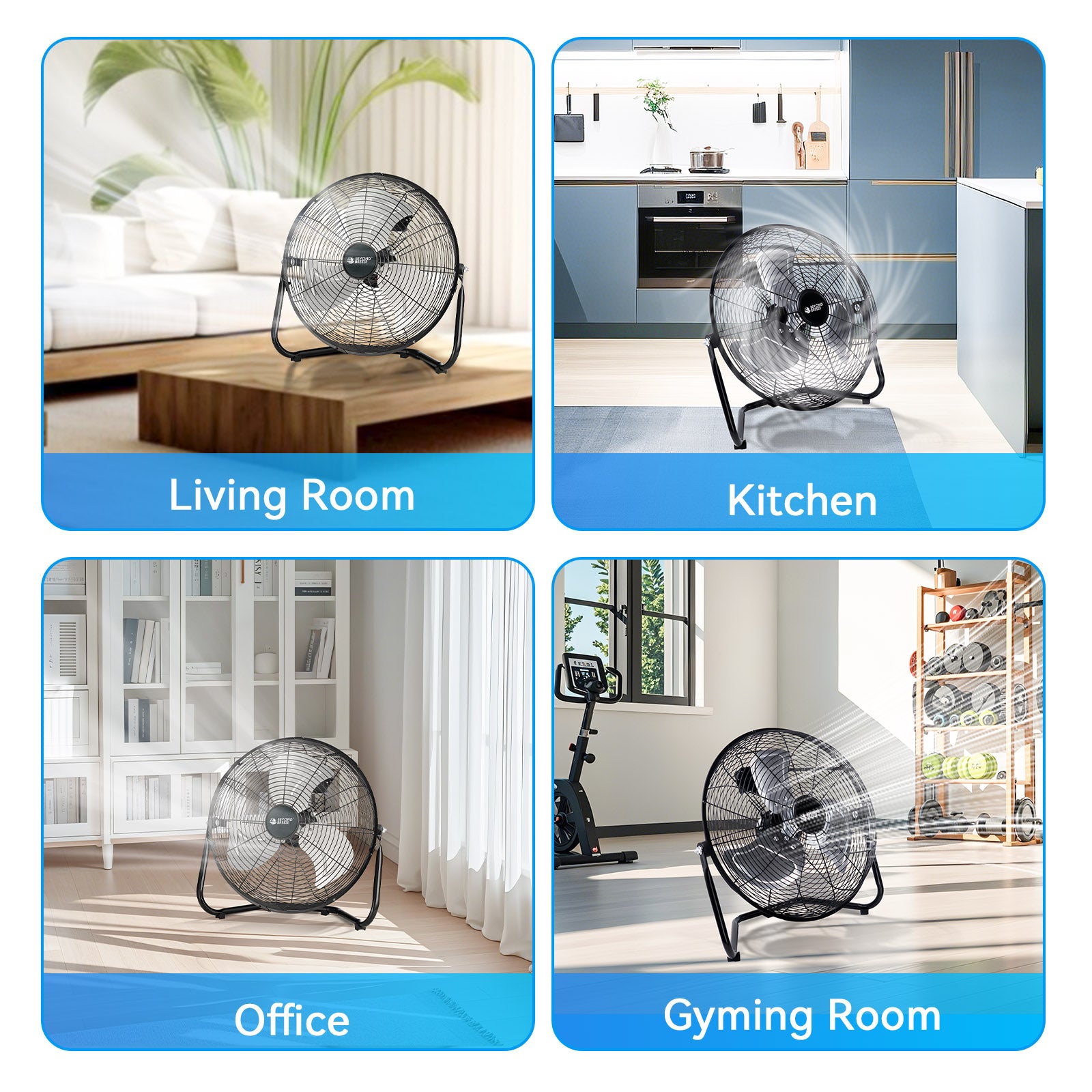 14" Flexible Industrial Floor Fans with Heavy-Duty Design