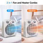 2 In 1 Portable Desk Heater Fan Combo for Personal Use
