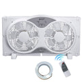 BEYOND BREEZE 9" Twin Window Fan with Reversible Airflow, 3-Speed Expandable Exhaust Fan with Remote Control for Home and Kitchen