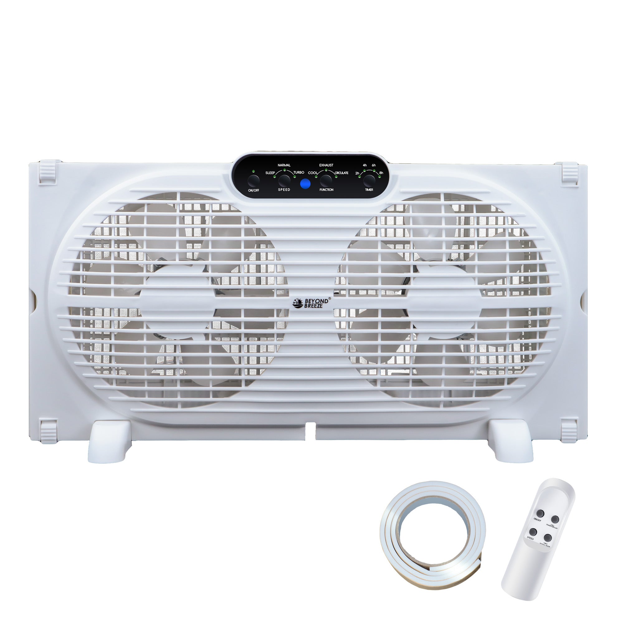 BEYOND BREEZE Window Fan 9 Inch Reversible Airflow with Timer and Bug Screen, 3 Speeds & 3 Modes with Exhaust and Intake, Adjustable Width From 23.5" to 37", Remote Control
