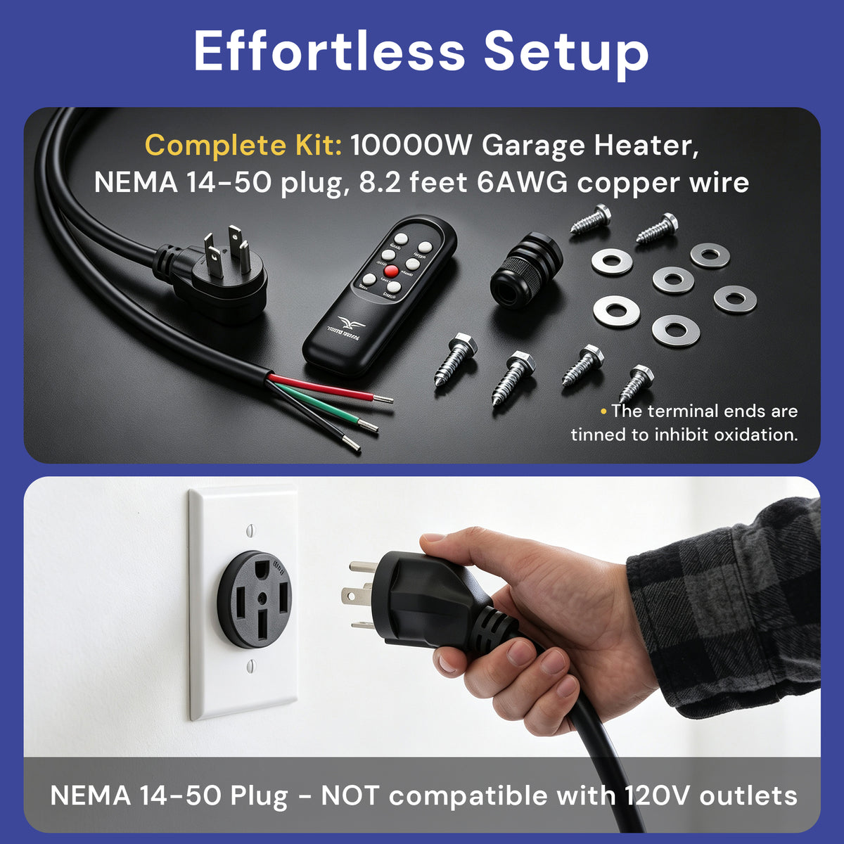 10000W WiFi & Remote Control Heavy-duty Heater with Power Cord