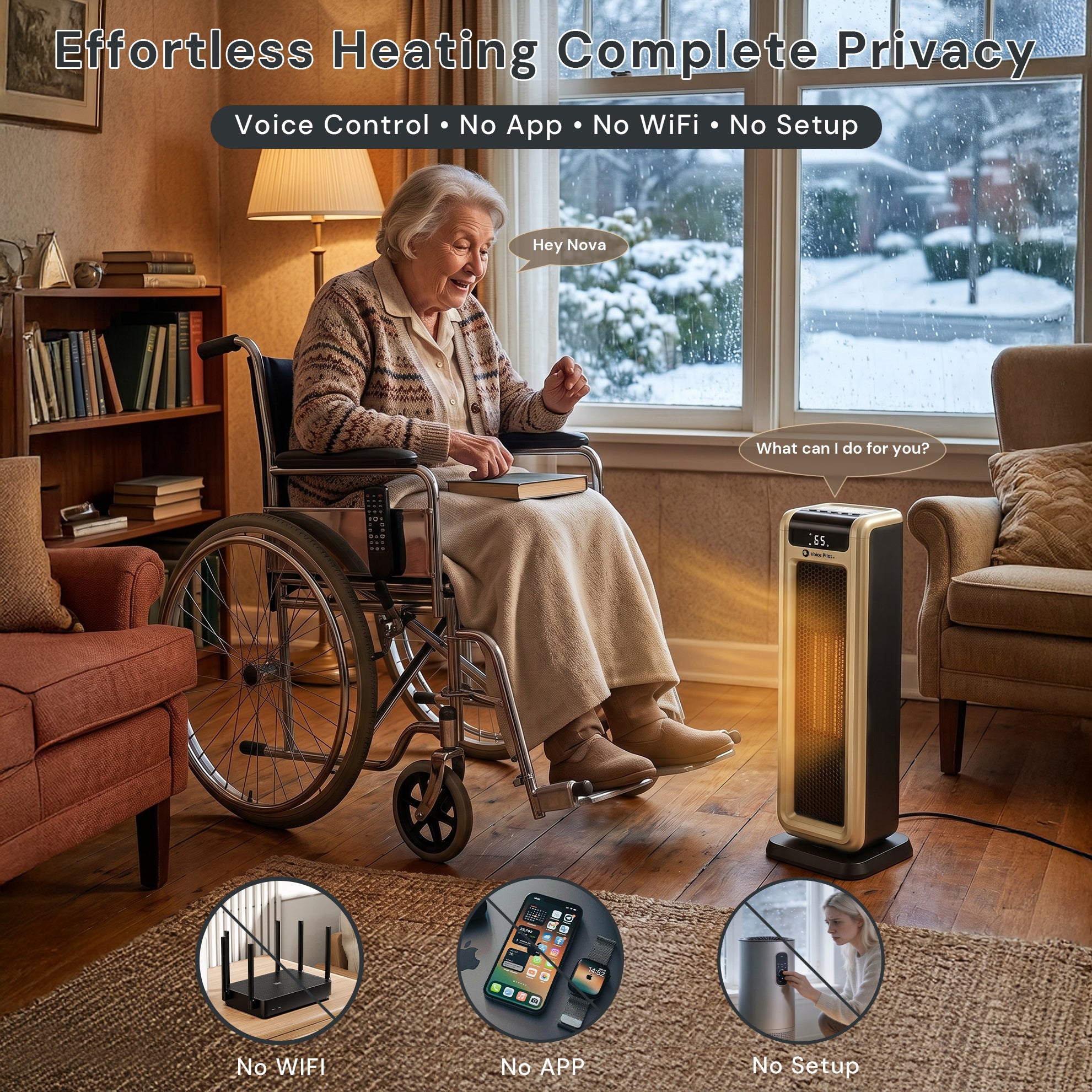 Voice Pilot™ Space Heater with Voice Control & Safety Designs