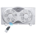 BEYOND BREEZE 9 inch Blades Twin Window Fan, 3-Speed 3-Function Expandable Dual Window Fan with Reversible Airflow Blades and Remote Control for Kitchen, Home, Bathroom, Width Adjustable