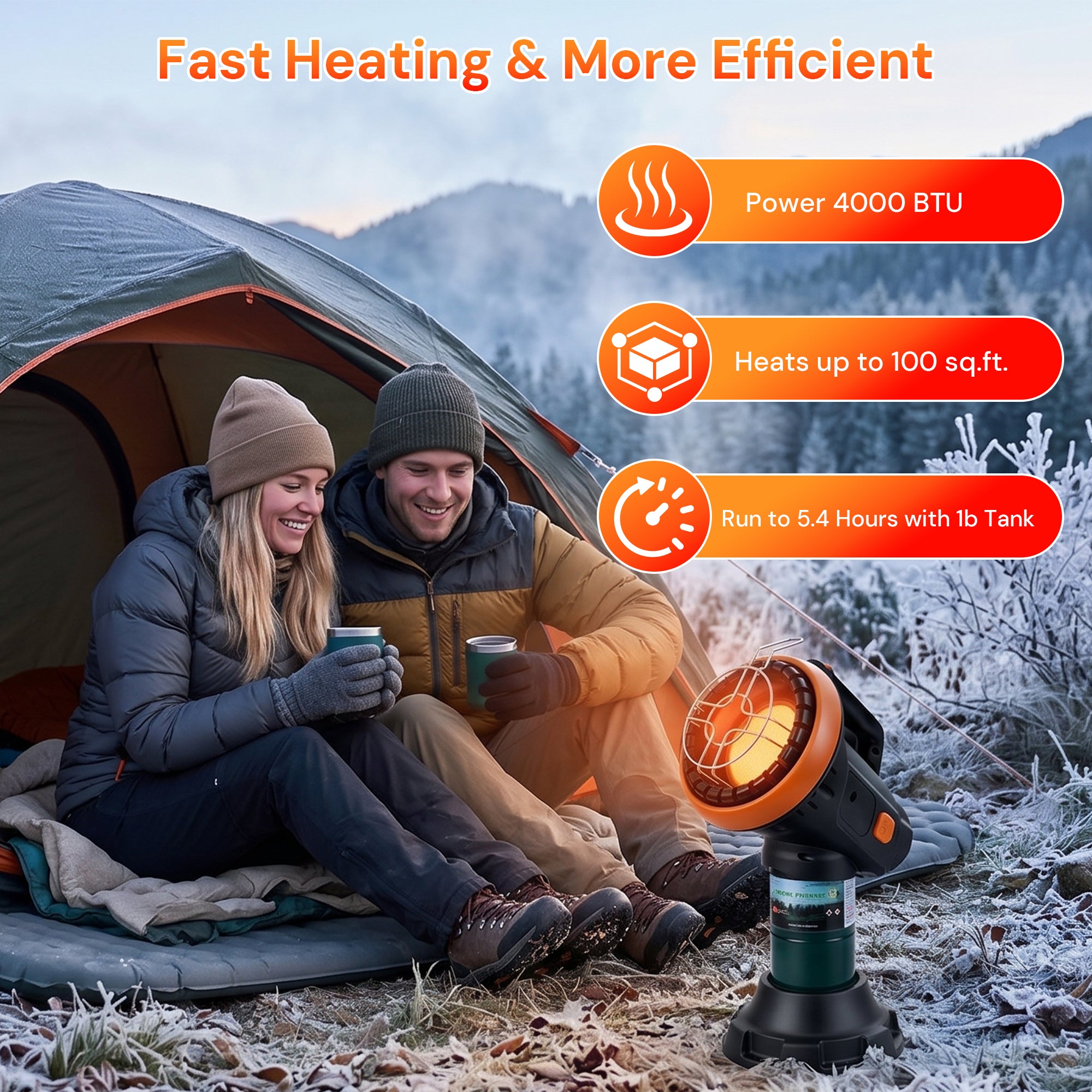 4,000 BTU Portable Propane Heater with Safety Protection