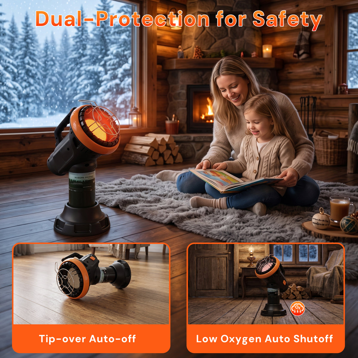 4,000 BTU Portable Propane Heater with Safety Protection