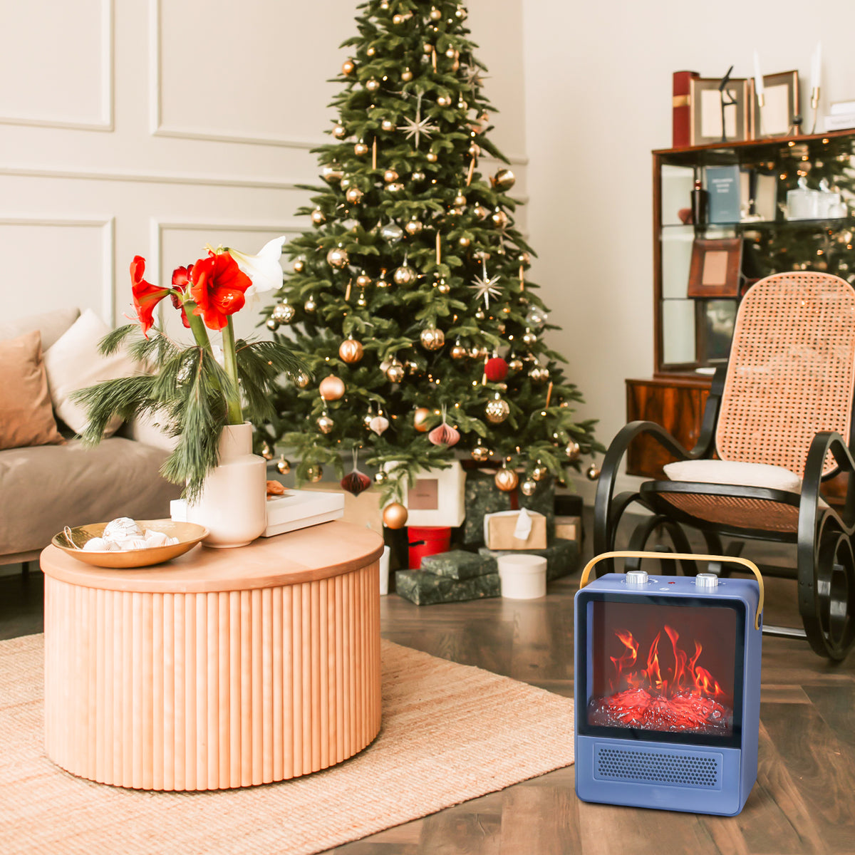 TEMPWARE Portable Electric Fireplace Heater with Realistic Flame Effect